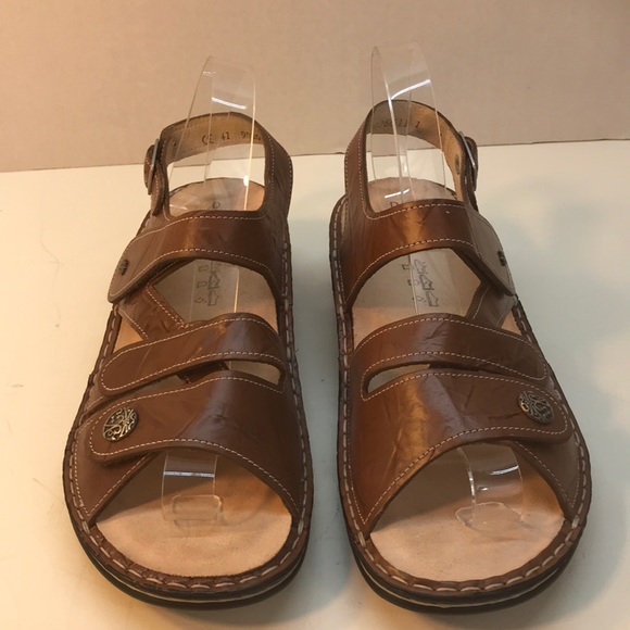 NWOT Finn Comfort Brown Leather Sandals with Velcro Straps Size 10 - Picture 2 of 16